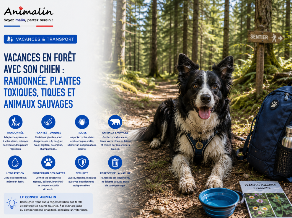 🌲 Vacances en forêt avec son chien : randonnée, plantes toxiques, tiques et animaux sauvages