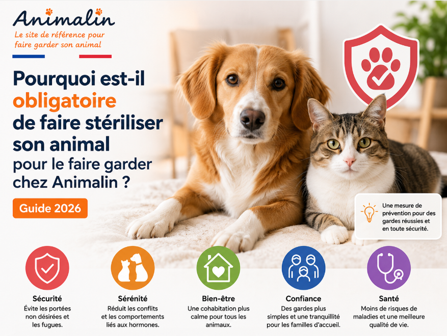 🐶 Pourquoi la stérilisation est-elle demandée pour faire garder son animal chez Animalin ? (Guide 2026)