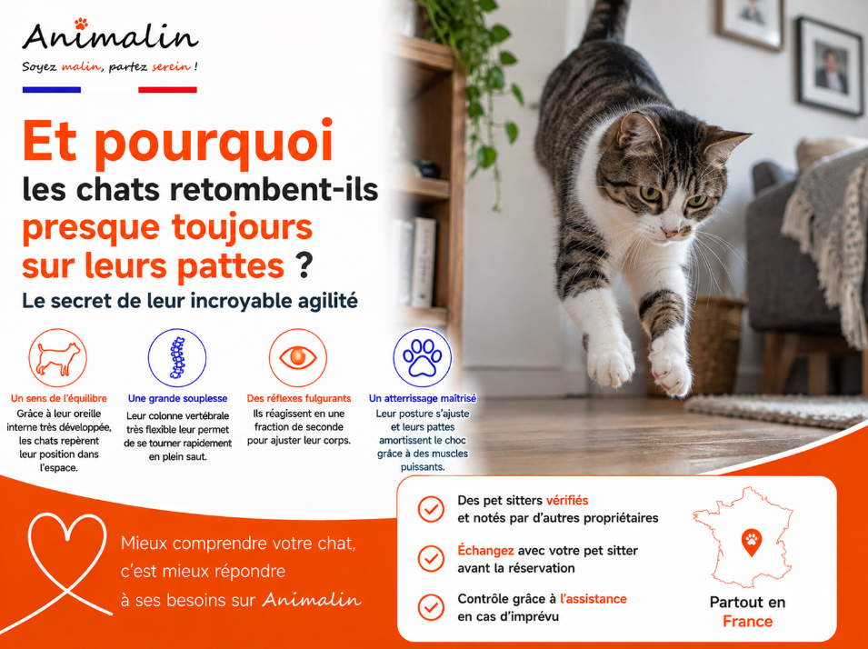 🤔 Et pourquoi les chats retombent-ils presque toujours sur leurs pattes ? Le secret de leur incroyable agilité