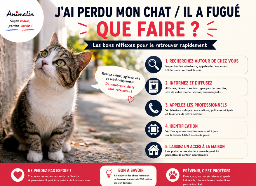 🐱 J'ai perdu mon chat : que faire ? Le guide complet pour retrouver un chat disparu (2026)