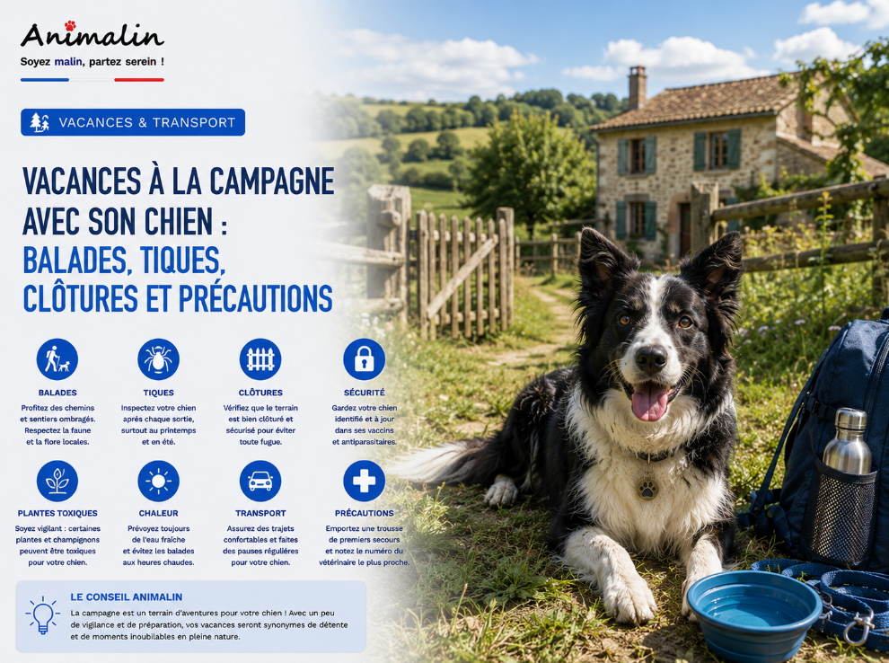 🏞️ Vacances à la campagne avec son chien : balades, tiques, clôtures et précautions