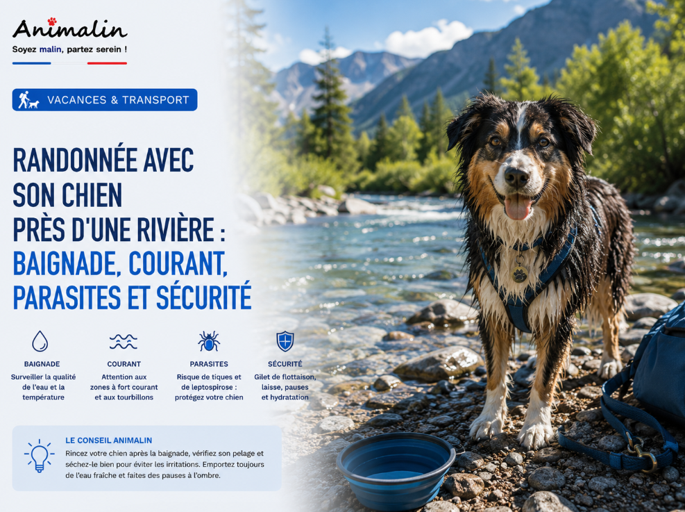 💦 Randonnée avec son chien près d'une rivière : baignade, courant, parasites et sécurité