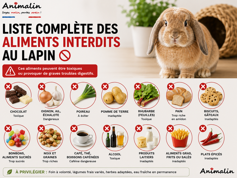 🚫 Liste complète des aliments interdits au lapin