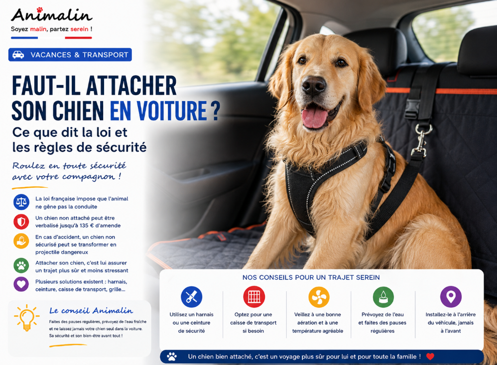 🚗 Faut-il attacher son chien en voiture ? Ce que dit la loi et les règles de sécurité