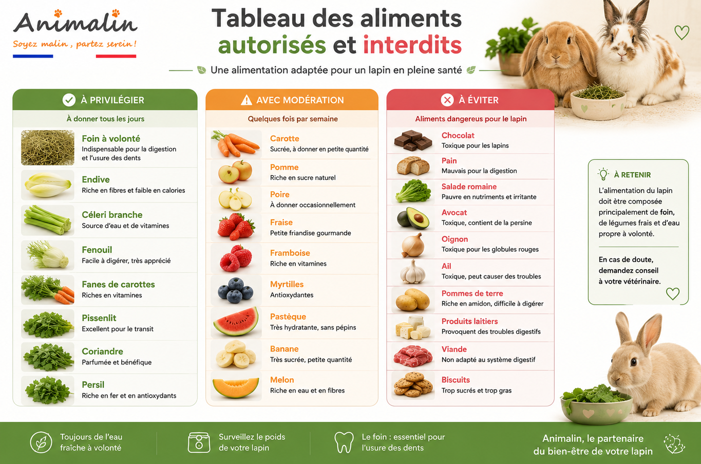 🥕 Les aliments autorisés et interdits chez le lapin : le guide complet (2026)