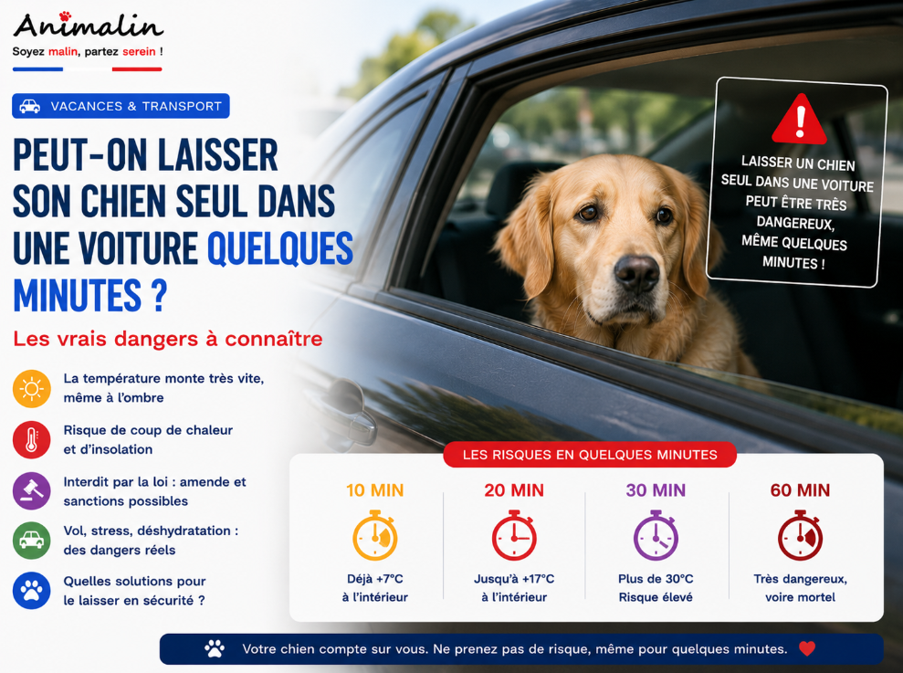 🚗 Peut-on laisser son chien seul dans une voiture quelques minutes ? Les vrais dangers à connaître