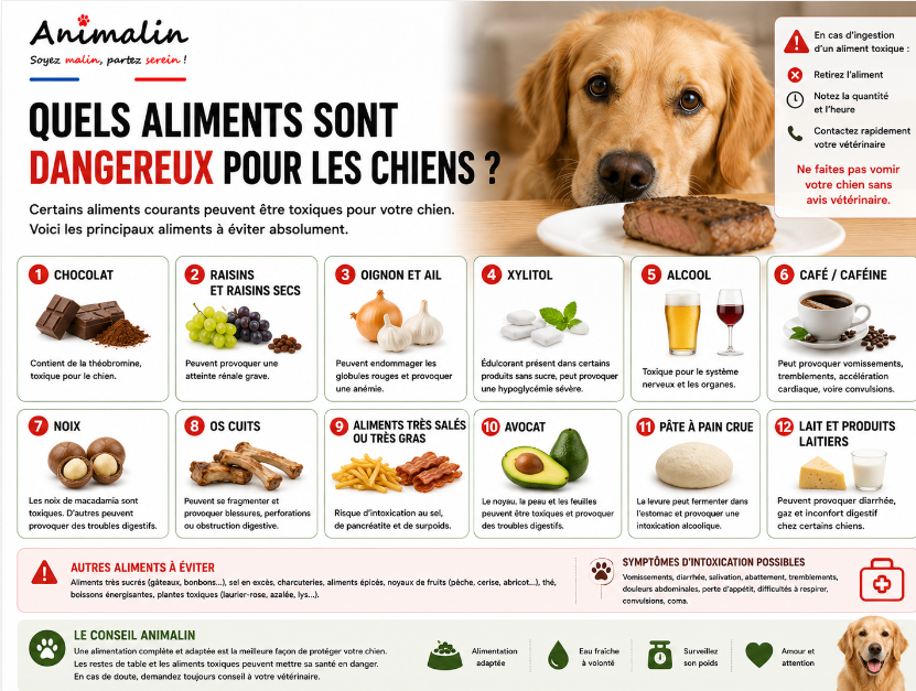 🍖 Quels aliments sont dangereux pour les chiens ?